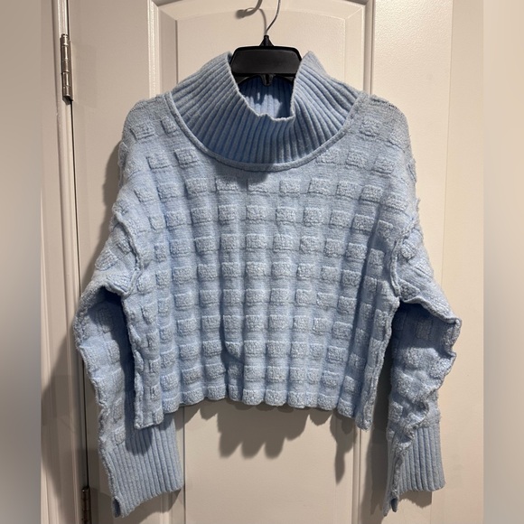 Free People Care Soul Searcher Mock Neck Sweater Blue Sz XS - Picture 4 of 8